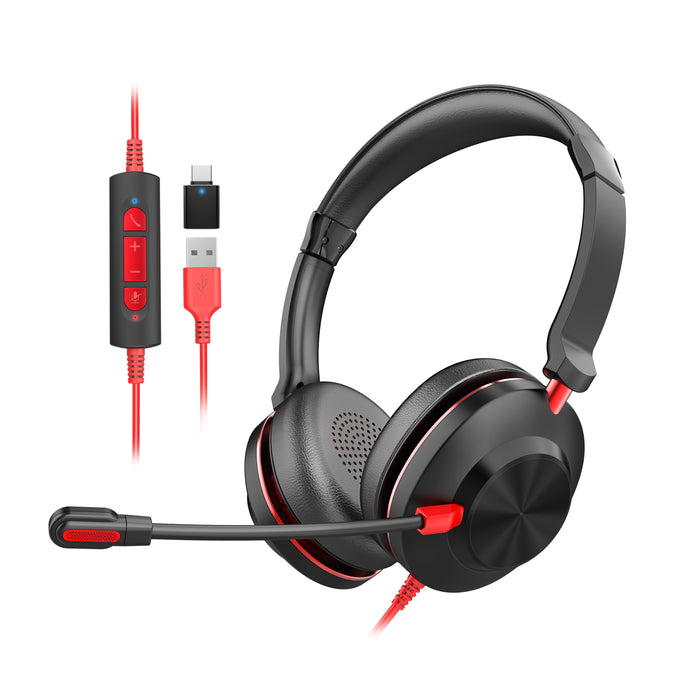 MHP-886 Wired USB Headset With ENC Noise cancelling Microphone