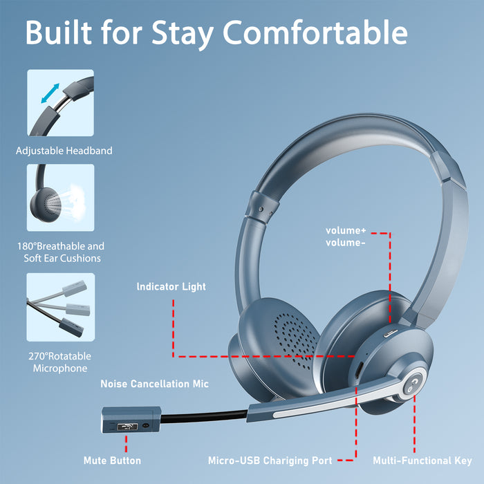 BT-786C Dual Connector Wireless Phone Headset With Microphone