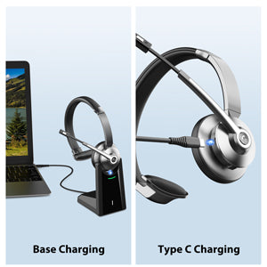 BT-783C Call Center with ENC Microphone Charging Base Wireless Headset