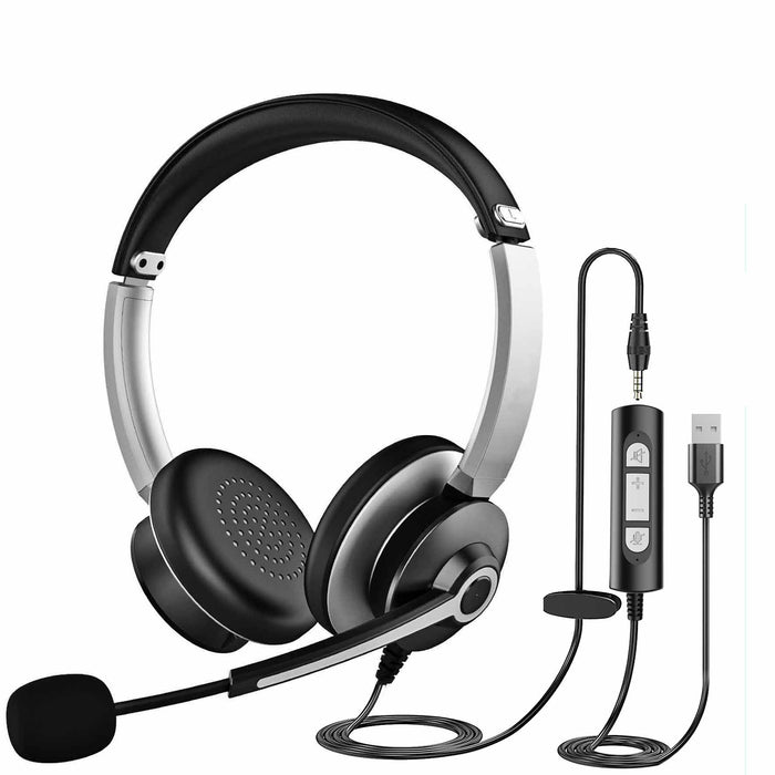 MHP-782 Headphone With Mic 3.5mm Jack and USB Connector for Computer